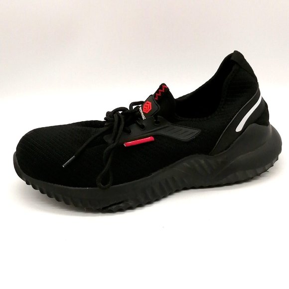 Dykhmily Mens Steel Toe Sneaker Black Fabric Lace‎ Up Wedge Heel Round Toe 12 - Picture 1 of 10